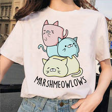 Cat T Shirt Print Women Female Harajuku Clothes Korean Tee Ulzzang T-shirt 90s Kawaii Shirts Femme Tshirt Printed Cartoon Top 2024 - buy cheap