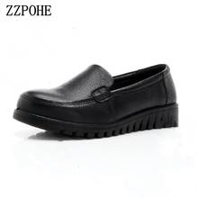 ZZPOHE spring and autumn soft leather mother single shoes soft bottom middle-aged women's non-slip flat shoes Work shoes 2024 - buy cheap