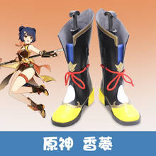 Anime Genshin-zapatos de Cosplay de impacto Xiangling, botas, juego de peluca Xiangling, trenzas azules cortas de 8 formas, pelos, juego de rol 2024 - compra barato