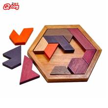 7 Piece Jigsaw Puzzle Wooden tangram puzzle IQ tester Colorful Square Intelligent Educational Toys Montessori Wooden Tangram toy 2024 - buy cheap