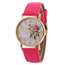 Модные женские часы с кожаным ремешком, повседневные кварцевые наручные часы с цветами Love, женские роскошные часы, подарок # C 2024 - купить недорого
