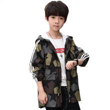 Куртка для мальчиков; коллекция 2019 года; модные камуфляжные пальто; детская ветровка в армейском стиле; Верхняя одежда; пальто для подростков; От 5 до 15 лет 2024 - купить недорого
