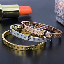 Pulseira de estrelas de aço inoxidável, pulseiras e braceletes para mulheres, em prata, cor ouro rosa, joias da moda 2024 - compre barato