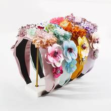 Flower Headband Hair Accessories Rhinestone Crystal Hairbands Spring Wedding Floral Hair Band Headwear For Women Girls Gifts 2024 - buy cheap