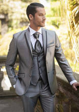 Traje de novio de boda ligero hecho a medida para hombre, traje de esmoquin ajustado para boda, graduación, el mejor Traje De Hombre de 3 piezas (chaqueta + Pantalones + chaleco) 2024 - compra barato