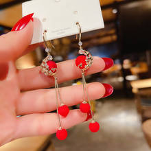 Pendientes sencillos y bonitos de pájaros rojos para mujer, aretes colgantes geométricos coreanos de cristal de perlas de imitación, joyería nupcial romántica 2024 - compra barato