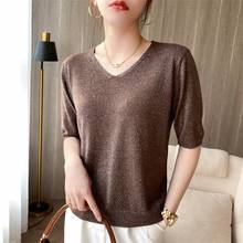 New Fashion 2021 Women Autumn Spring Short Sleeve T Shirt Femme Pullovers Casual Warm Female Knitted Sweaters 2024 - buy cheap