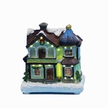 Christmas Scene House Village Building Collectible Figurines with Fiber Optic Led Light Home Holiday Sence Decoration Fireplace 2024 - buy cheap