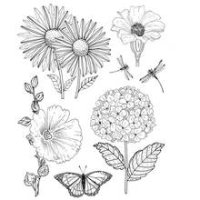 Голландский цветок бабочка стрекоза прозрачный силиконовый штамп печать для «сделай сам» Скрапбукинг Фотоальбом декоративный прозрачный штамп 2024 - купить недорого
