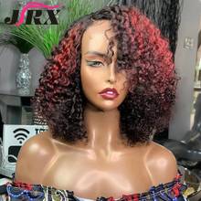 Highlight Kinky Curly 180% T part 13x6x1 Lace Wigs For Black Women 99j Burgundy Remy Short Bob Culry Lace Human Hair Wigs 2024 - buy cheap