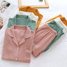 Gauze Cotton Long Sleeve Pajama Sets For Women 2020 Autumn Sleepwear Suit Loungewear Homewear Pijama Mujer 2PCS Nightwear 2024 - buy cheap