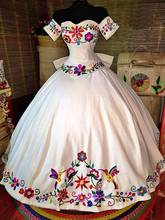 Fabulous White 3D Flowers Ball Gown Mexican Quinceanera Prom Dresses Embroidery Sweet 16 Dress Vestidos 15 Anos 2024 - buy cheap