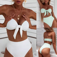Conjunto de Bikini para mujer, traje de baño blanco, Bikini Bandeau Bandage, conjunto de Bikini brasileño de realce, ropa de playa, traje de baño # a 2024 - compra barato
