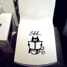 Gato bonito dos desenhos animados shh toalete adesivos diy porta do banheiro assento de vaso sanitário decorativo decalque engraçado decoração cartaz removível vinil mural arte 2024 - compre barato
