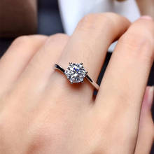 Moissanite кольцо для женщин, свадебное 1CT 6,5 мм, круглая отличная огранка VVS1, высокое качество, ювелирные изделия для девушек, бесплатная доставка, Настоящее серебро 925 пробы 2024 - купить недорого