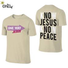 Хлопок высокого качества и знаю, что Иисус знать мир футболка для христианина унисекс в стиле Харадзюку для досуга с О-образным вырезом Мужская футболка 2024 - купить недорого