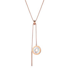 Stainless Steel Necklace Round Disc Shell Pendant Forever Letter Engraving Rose Gold Pendant Sweater Chain N18250 2024 - buy cheap