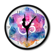 Yoga Meditation Metal Frame Wall Clock Yoga Watercolor Symbol Om Buddha Art Modern Wall Clock Dancers Yogi Interior Room Decor 2024 - buy cheap