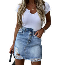 Woman Trendy Retro Washed A Line Denim Skirt Female Fashion Summer High Waist Denim Skirts Elastic Butto Bodycon Hip jeans 2024 - buy cheap