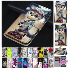 Capa flip de couro com desenho de animal para huawei, capinha de celular fofa para p10 p10 p20 p30 p8 p9 lite p40 lite e 4g p20 plus p30 pro 2024 - compre barato