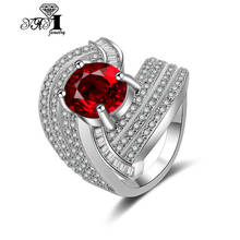 Joyería YaYI de corte princesa, anillos de compromiso de 9,4 CT, circonia roja, Color plata, anillos de corazón para boda, anillos para regalos de navidad 1326 2024 - compra barato