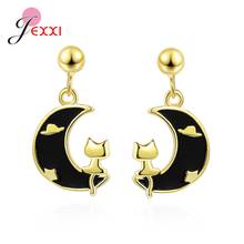 Pendientes de plata esterlina 925 para mujer, aretes con forma de Luna y gato, joyería de boda, regalo para novia, novedad 2024 - compra barato