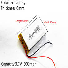 3 line  3.7V 900mAh 603048 Lithium Polymer Li-Po li ion Rechargeable Battery cells For Mp3 MP4 MP5 GPS  mobile bluetooth 2024 - buy cheap