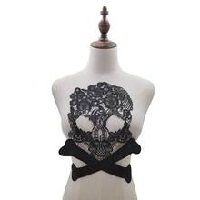 1 Piece White Black Skull Skeleton Design Embroidery Lace Applique Sewing Patch DIY Sewing Garment Patch for Clothing Decor 2024 - buy cheap