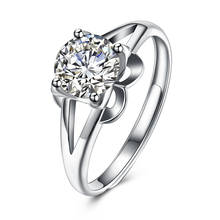 ZEMIOR-Anillos ajustables de Plata de Ley 925 para mujer, joyería redonda brillante 5A + Circonia cúbica, anillo de compromiso de boda al por mayor 2024 - compra barato