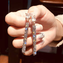 Fsunion 2021 nova chegada moda gota de cristal clássico geométrico longo balançar brincos coreano para a mulher feminino jóias presente 2024 - compre barato