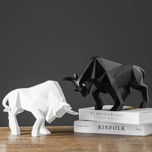 RESIN GEOMETRIC BLACK ANIMAL SCULPTURE ABSTRACT BULL STATUE OFFICE DECORATION HOME CRAFT ORNAMENT ACCESSORIES BIRTHDAY GIFT 2024 - buy cheap