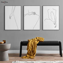 Uma linha de desenho cartazes e impressões pintura em tela nordic minimalista mulher corpo linha arte da parede abstrata sala de estar decoração casa 2024 - compre barato