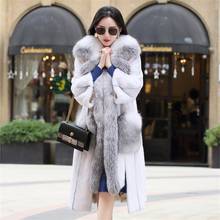 2020 New Women's Real Mink Fur Coat Long Winter Jacket Fox Fur Collar Fashion Luxury Natural Fur Coats and Jackets Women LL1208 2024 - buy cheap