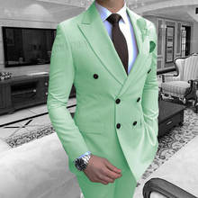 ANNIEBRITNEY Turquoise Suit Men Formal Slim Fit Groom Tuxedo Wedding Prom Party Dresses Male Men's Suit Blazer Pants 2 Piece Set 2024 - buy cheap