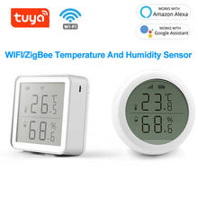 Tuya wifi/zigbee inteligente sensor de temperatura e umidade casa inteligente temperatura e umidade sensor trabalho com alexa casa do google 2024 - compre barato
