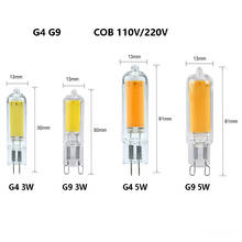 Bombilla LED G4 G9 de 3W, 5W, 100 V, 220V, COB, lámpara de araña de cristal, 110 k, blanco Natural, 3000k, 4000k, 6000 Uds. 2024 - compra barato