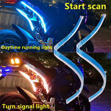 Luz de circulación diurna LED para motocicleta, tira de faro impermeable, flujo secuencial, señal de giro amarilla, 12V, DRL, Universal, 2 uds. 2024 - compra barato