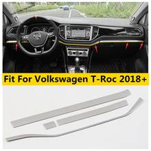 For VW Volkswagen T-Roc 2018 - 2021 Dashboard Instrument Panel Strip Decoration Cover Trim Stainless Steel Interior Accessories 2024 - buy cheap