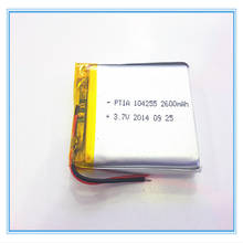Batería de polímero de litio de 3,7 V, 2600 mah, 104255, fuente de alimentación móvil, tableta, navegador GPS 2024 - compra barato