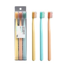 Escova de dentes com cerdas macias 3 pçs, escova colorida, eco amigável, nano escova de dentes para adultos, cuidados dentários, escova de dentes infantil 2024 - compre barato
