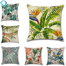 Tropical Rainforest Plant Throw Pillow Cover Cotton Linen Cushion Cover Sofa Home Decorative Pillowcase Bedroom Decor 45x45cm 2024 - buy cheap