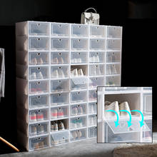 Прозрачная пластиковая раскладная коробка для обуви с круглыми отверстиями, 6 шт., пылезащитный и водонепроницаемый складной домашний комбинированный шкаф для обуви 2024 - купить недорого