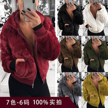 Faux Fur Coat Women 2019 Autumn Winter Rabbit's hair Warm Jacket Pocket Zipper Outerwear Overcoat Bear Teddy Hat coat 2024 - buy cheap