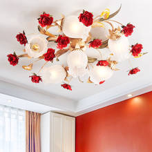 American Rustic Rural Rose Flower Pendant Chandelier Hanging Lighting For Girls Wedding Living Room Bedroom Led Hanging Lamp 2024 - buy cheap