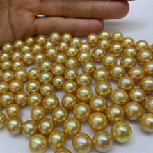 Perlas sueltas de agua dulce naturales reales de gran tamaño, 10-11mm de oro teñido, forma redonda para joyería DIY, collar y pulsera, venta al por mayor 2024 - compra barato