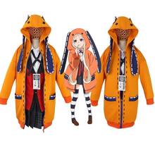 Fantasia de cosplay de kakegurui, fantasia de anime compulsiva gambler runa yomotsuki com capuz, casaco laranja e feita sob encomenda 2024 - compre barato