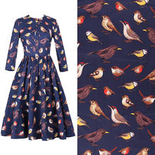 Tecido de algodão para mulher blusa vestidos de verão 140cm largura da moda pássaro marinho estampado para costura de pano diy 2024 - compre barato