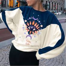 Eyes Print Patchwork Chic Design New Vintage Sweatshirt Women Long Sleeve Pullover Ladies Japanese Fashion Harajuku Style Autumn 2024 - buy cheap