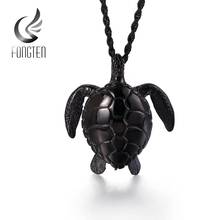 Fongten vintage sea tortoise pingente colar masculino de aço inoxidável preto colares jóias masculinas 2024 - compre barato