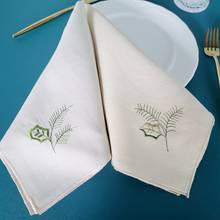 10pcs/lot Christmas leaf embroidery napkin, kitchen decoration, dust cover, western food handkerchief 42 * 42CM 2024 - buy cheap